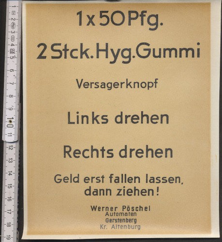 adesivi originali vecchi distributori automatici per preservativi automatici gomma hyg 50Pfg. - Foto 1 di 2