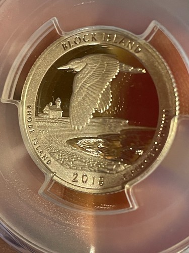 2018-S 25c Silver Block Island NP ATB Quarter PCGS PR-69DCAM Gold Shield - Picture 6 of 13