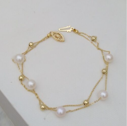 AAA 7-8MM SOUTH SEA WHITE PEARL BRACELET 14K YELLOW GOLD CLASP 7.5-8 inch - 第 1/3 張圖片