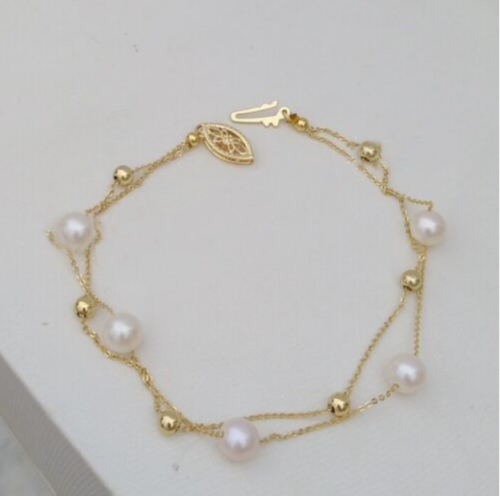 AAA 7-8MM SOUTH SEA WHITE PEARL BRACELET 14K YELLOW GOLD CLASP 7.5-8 inch - Picture 1 of 3