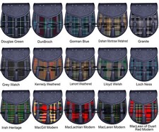 Black Leather Semi Dress Tartan Sporran With Chain Strap 100 Clan Tartan Colors