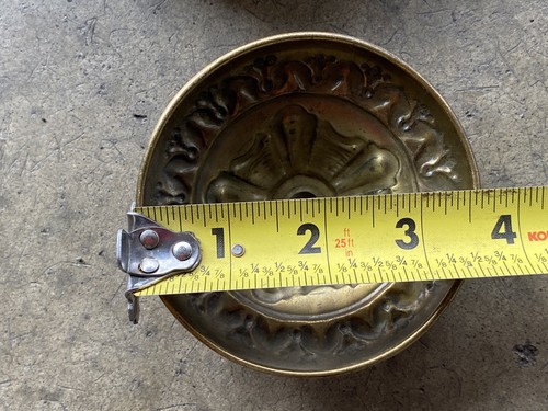 Old Embossed Brass Ceiling Light Fixture with Pau Rosa wood base#A37 - Picture 6 of 7