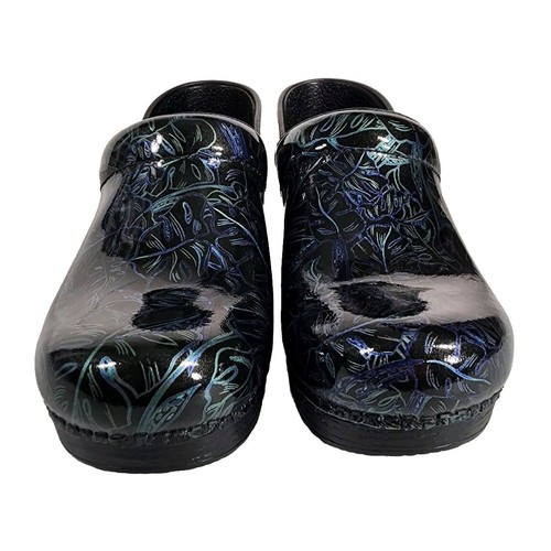 Dansko Womens Professional Patent Leather Tropical Leaf Clog Size 39 EU 8.5 9 US - Picture 6 of 22