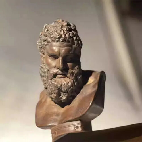 Handcrafted Bronze Hercules Bust Sculpture, Ancient Roman Statue Home Decor - Picture 2 of 12