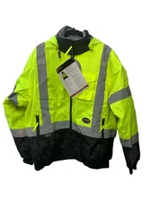 Pioneer Premium High Vis Safety Jacket Waterproof Large Green Star Tech Workwear