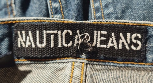 Nautica Men's Utility Carpenter Capri Denim Jeans Sz 30×30 Raw Hem Cargo Pockets - Picture 3 of 5