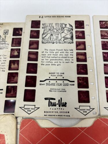 Vintage TRU-VUE Fairy Tales 1950s Film Cards SET F 1-4 4 Cards - Picture 3 of 13