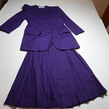 Jones New York Skirt Suit Set Size 6 Purple Wool Cashmere Office Siren Tailored
