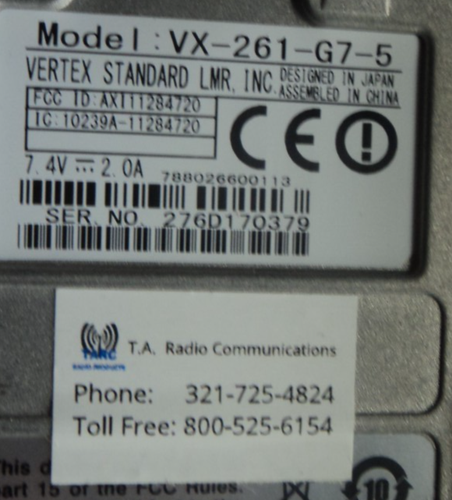 Vertex Standard VX-261 Radio dwukierunkowe UHF 450 MHz - 512 MHz VX-261-G7-5 Motorola - Zdjęcie 11 z 11