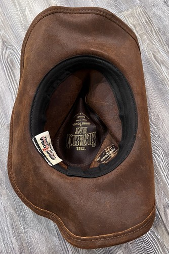 The Silverton Dude Hat Minnetonka Mens Brown Genuine Leather Conchos Studs Hat S - Picture 4 of 12