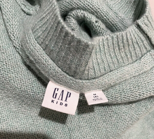 New w/Tag Gap Kids Girls CashSoft Crewneck Aqua Green Heather Sweater Size M (8) - Picture 7 of 12