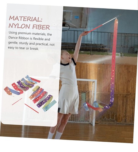 Abeillo 2pcs Rhythmic Dance Ribbons 2M Gymnastics Ribbon Dancer Wand Dancing Rib - Picture 5 of 9