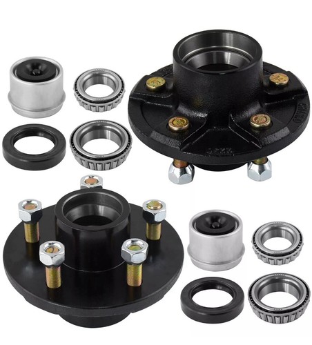 Pair 5 on 4.5 Trailer Idler Hub Kits 5 Lugs 5x4.5 3500 lb Axle 1-1/16" Bearings