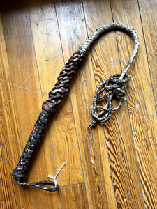 Antique Cow Hide Leather 3 feet Long 12 Plait Horse Bull Antique Cow Hide Leather 3 feet Long 12 Plait Horse Bull