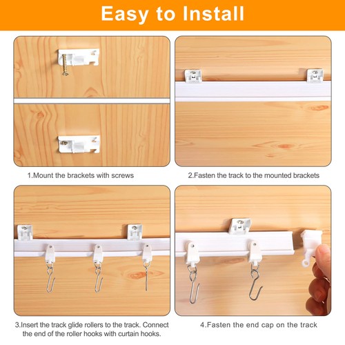 Ceiling Curtain Track Kit Single Rail System with Hardware S Hooks Set 6.56FT 2M - Picture 5 of 7