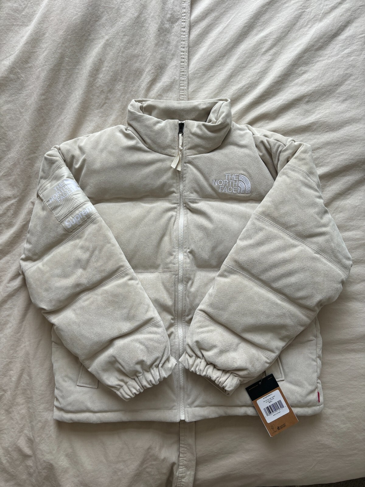 Supreme x The North Face Suede Nuptse Jacket 'Stone' Size S image 2