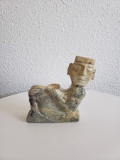 Statuina Chacmool forma azteca di marmo epoca precolombiana vintage 