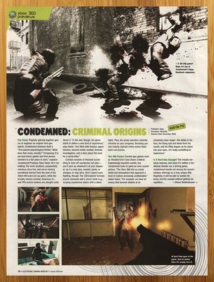2005 Condemned Criminal Origins Xbox 360 PREVIEW Print Ad/Poster Promo Art 00s