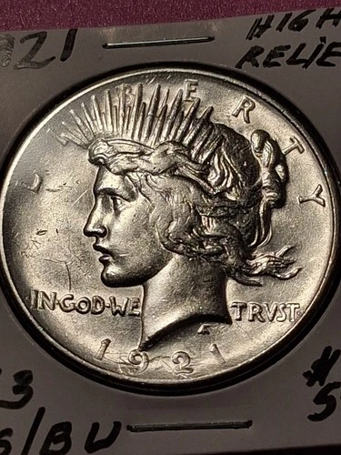 1921-P PEACE DOLLAR. HIGH RELIEF. HIGH RATED. MS/ BU+++.