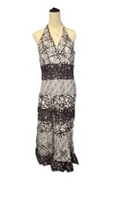 Style & Co Brown Boho Patchwork  Halter Maxi Dress Size 14 100% Cotton