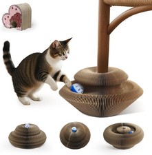 Cat Toy Magic Organ Cat Scratching Board with Bell Ball, Foldable Accordion