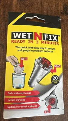 WetNFix Wet N Fix Quick Wall Fixture 20 Disc Pack Fixes Loose Anchor or Fixtures