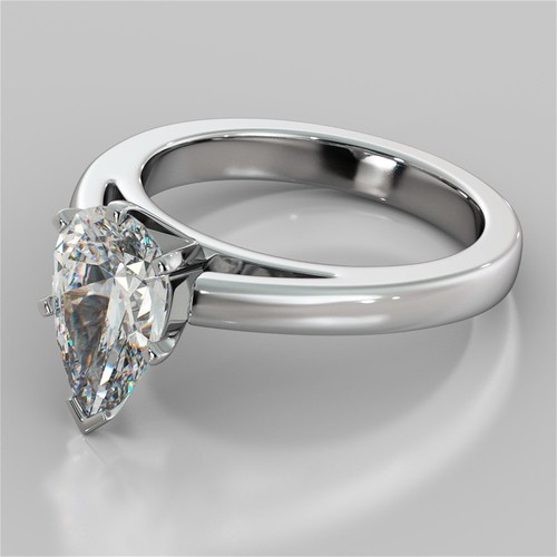 2.00 Ct Pear Cut Lab Grown Diamond Wedding Bridal Ring Solid 18K White Gold - Picture 2 of 6