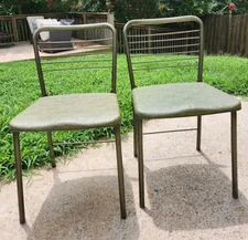Cosco Gate Leg Folding Chairs (2)  Vintage Mid-Century Modern | Green On Green