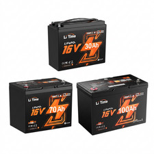 LiTime 16V 30Ah/70Ah/100Ah Smart Bluetooth Fish Finder LiFePO4 Lithium Battery