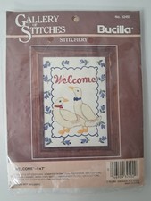 Vintage Welcome Ducks Flowers Bucilla Gallery of Stitches Embroidery Kit USA