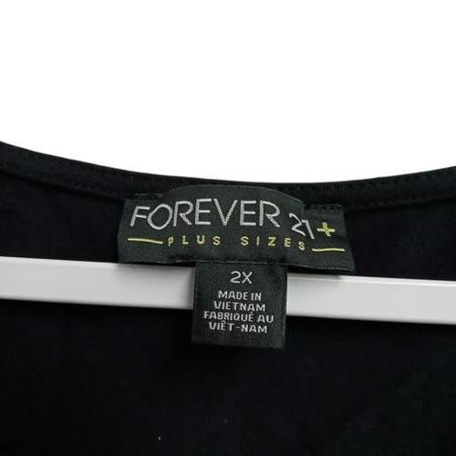 Forever 21+ PLUS 2X tank dress black scoop neck ruched stretch sleeveless midi - Picture 2 of 6