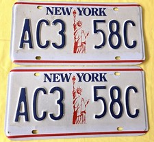 NEW YORK LICENSE PLATE SET - STATUE OF LIBERTY- ICONIC FROM 80 & 90s NY