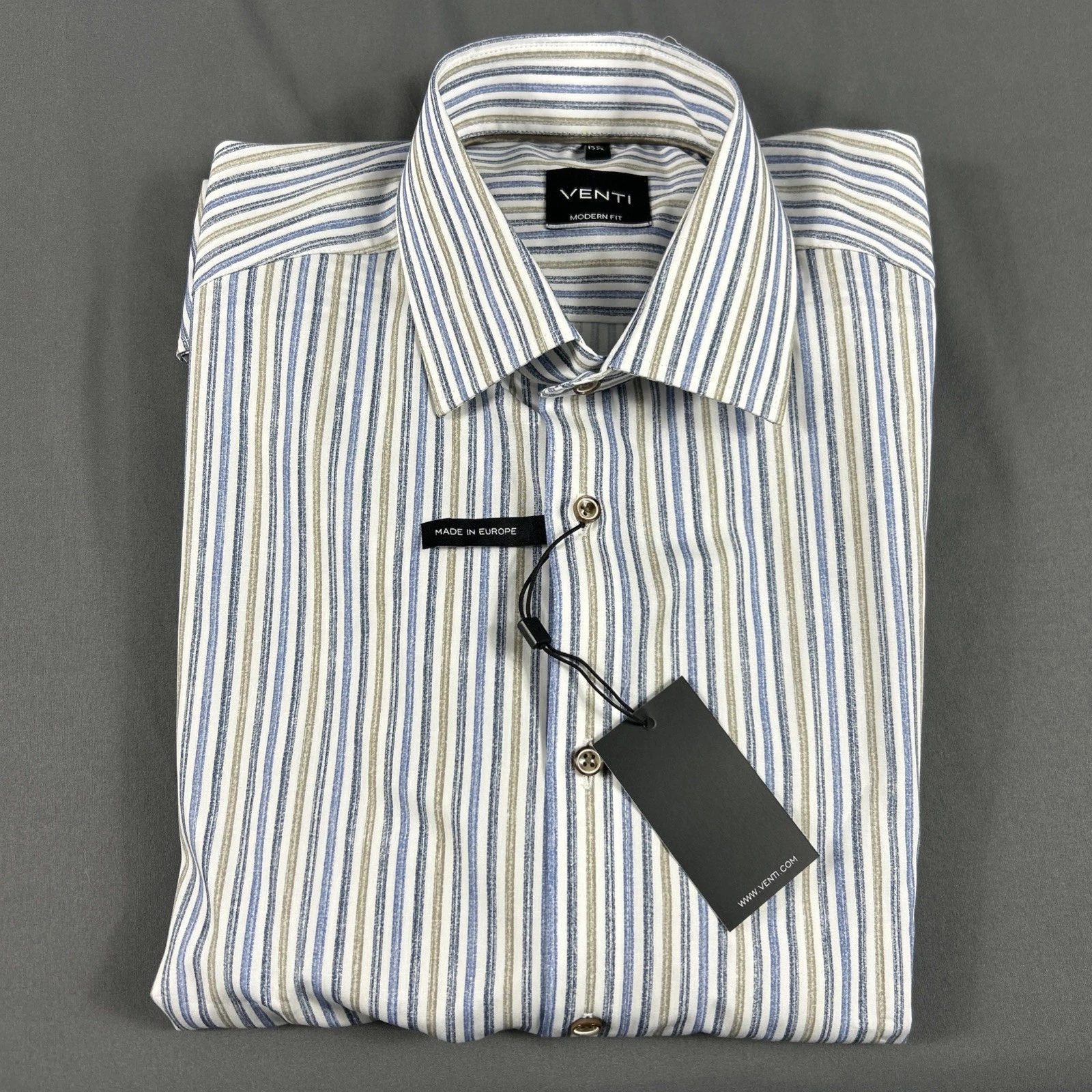 Venti Dress Shirt Button Down Easy Care Striped 39 15.5 Multicolor NWT MSRP $70