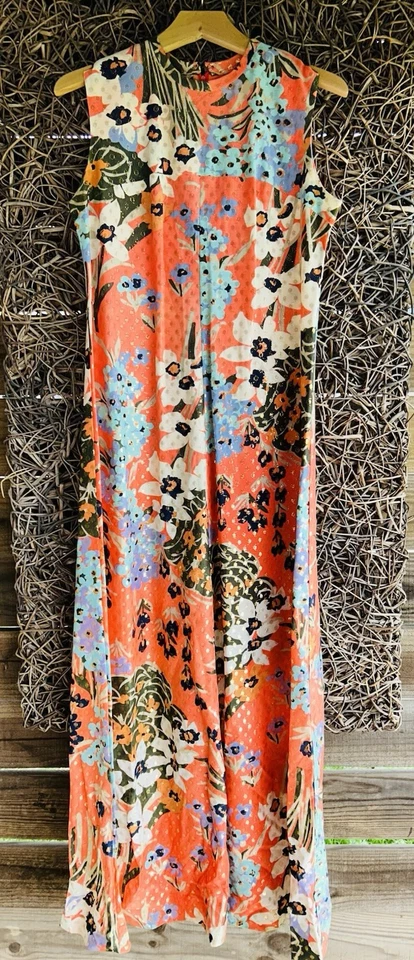 Conjunto de Vestido y Blusa Vintage Leslie Fay Originales Años 70 Naranja Floral Talla 14 Foto 4 de 4