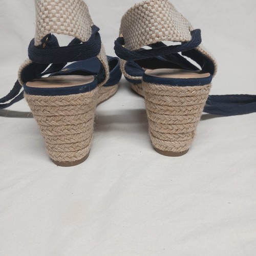 Tommy Hilfiger Blue Close-Toe Sandal Weave Wedges Strappy Gladiator - Picture 5 of 12