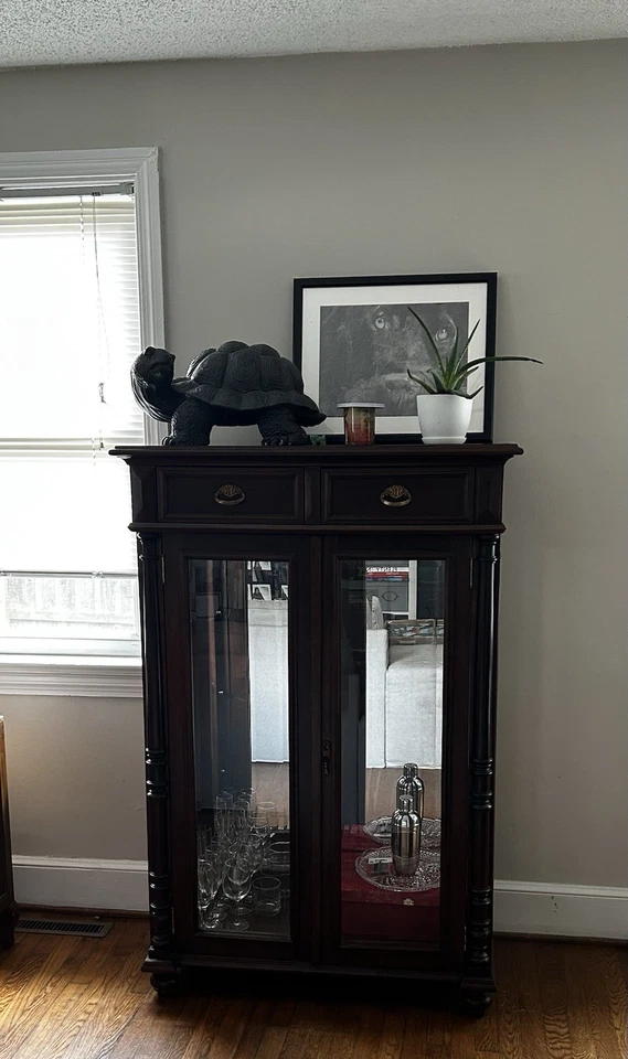 Antiguo armario Luis XV réplica de gabinete chino brasileño madera maciza de caoba Foto 3 de 4