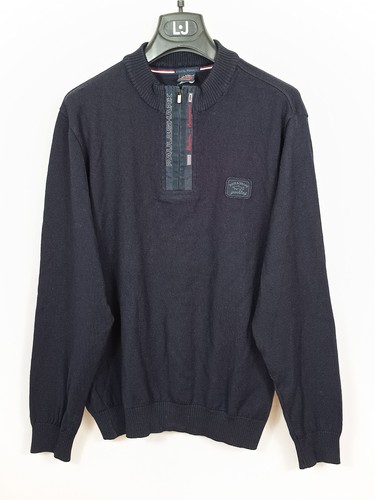 PAUL & SHARK SLIM FIT Maglione 100% LANA VERGINE Sweater MADE in ITALY Tg L Uomo