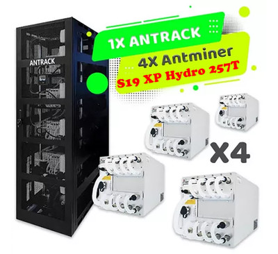 Bitmain ANTRACK V1 24kW w/ 4 Units USED ANTMINER S19 XP 257T Hydro Miners 1.12PH
