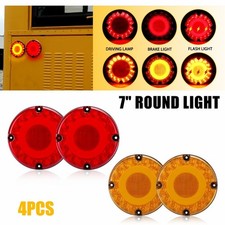 7inch Round Red Amber Led Truck Trailer Bus Brake Stop Turn Signal Tail Light