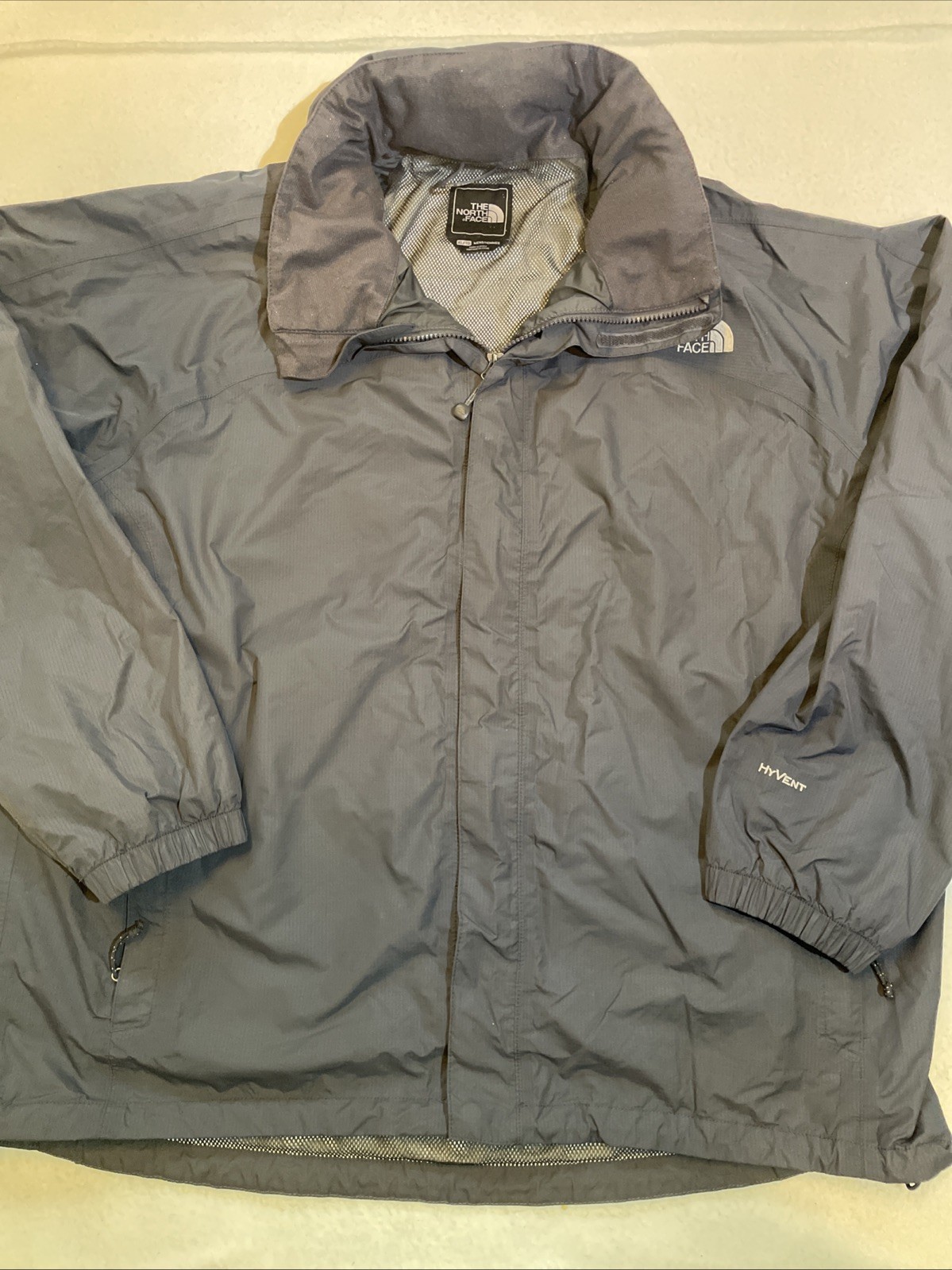 The North Face Hyvent Black Windbreaker Hooded Full Zip Mens Jacket Size XL