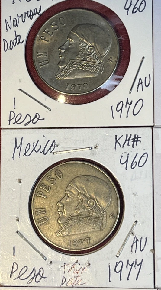 Lote de 13 moedas México 1970 - 1987 um peso alto grau XF - BU estado - Imagem 2 de 4