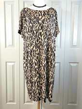 VINCE CAMUTO Plus Sz 2X Leopard Easy Care Pleated Dress Side Zip Lined EUC