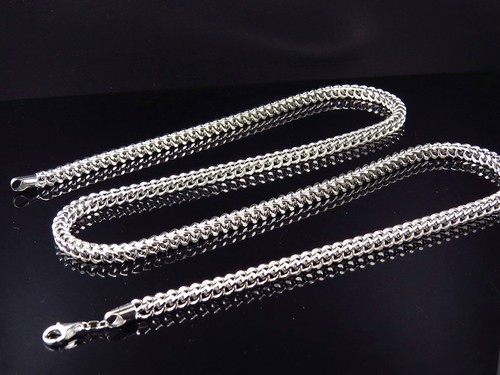 10K White Gold Semi Hollow Franco Box Italian Chain Necklace 5MM 24-40 Inches - Picture 4 of 9