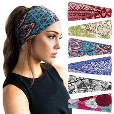 6 Pack Non-Slip Sports Headbands for Women   Elastic Yoga  Running Hair Bands