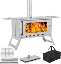 Wood Burning Tent Stove Portable, Stainless Steel Camping Stove with Glass Pipes