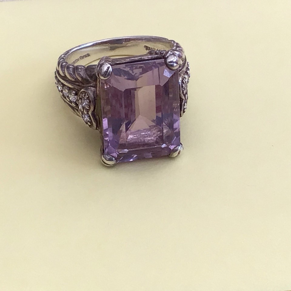 Judith Ripka Sterling Silver Rose de France Amethyst ring size 7 Rare ...
