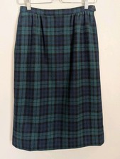 Vtg Pendleton Wool Skirt Blackwatch Tartan Plaid USA Tag 8 Navy Green Old Money