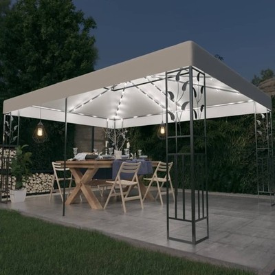 LED Gartenpavillon mit Doppeldach Pavillon Partyzelt Gartenzelt Festzelt 3x4 m