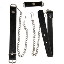 Sporran Black Leather Chain With D-Loop Highlander Belt 50"
