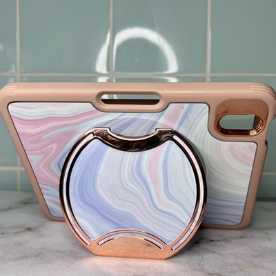 Clayco iPad Mini 6 Hülle 2021/2022 - Pink Marmor Cover mit Querformat Ständer Griff